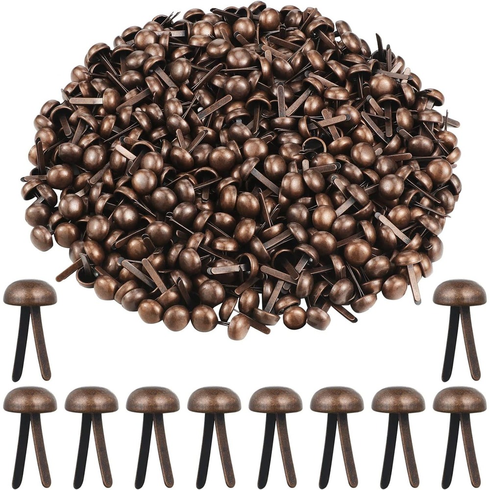 Hotop 500 Pieces Paper Brass Fasteners (Red Bronze,0.24 x 0.47 Inch)